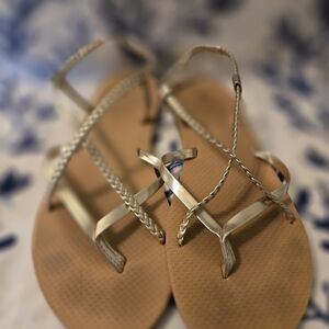 Shade & Shore Gold Braided Sandals